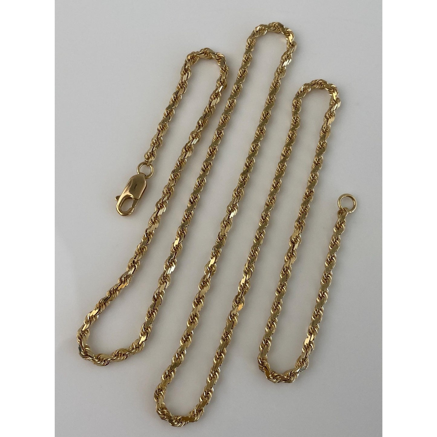 Vintage Solid 14k Yellow Gold Diamond Cut Rope Chain Necklace - 22 inches