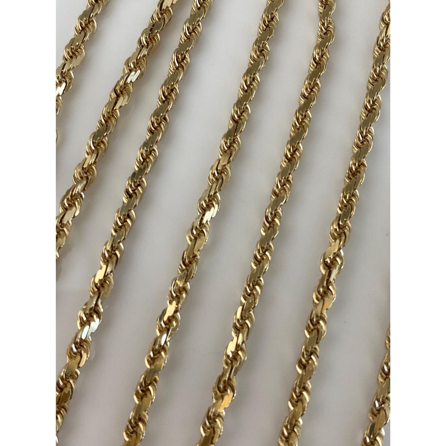 Vintage Solid 14k Yellow Gold Diamond Cut Rope Chain Necklace - 22 inches