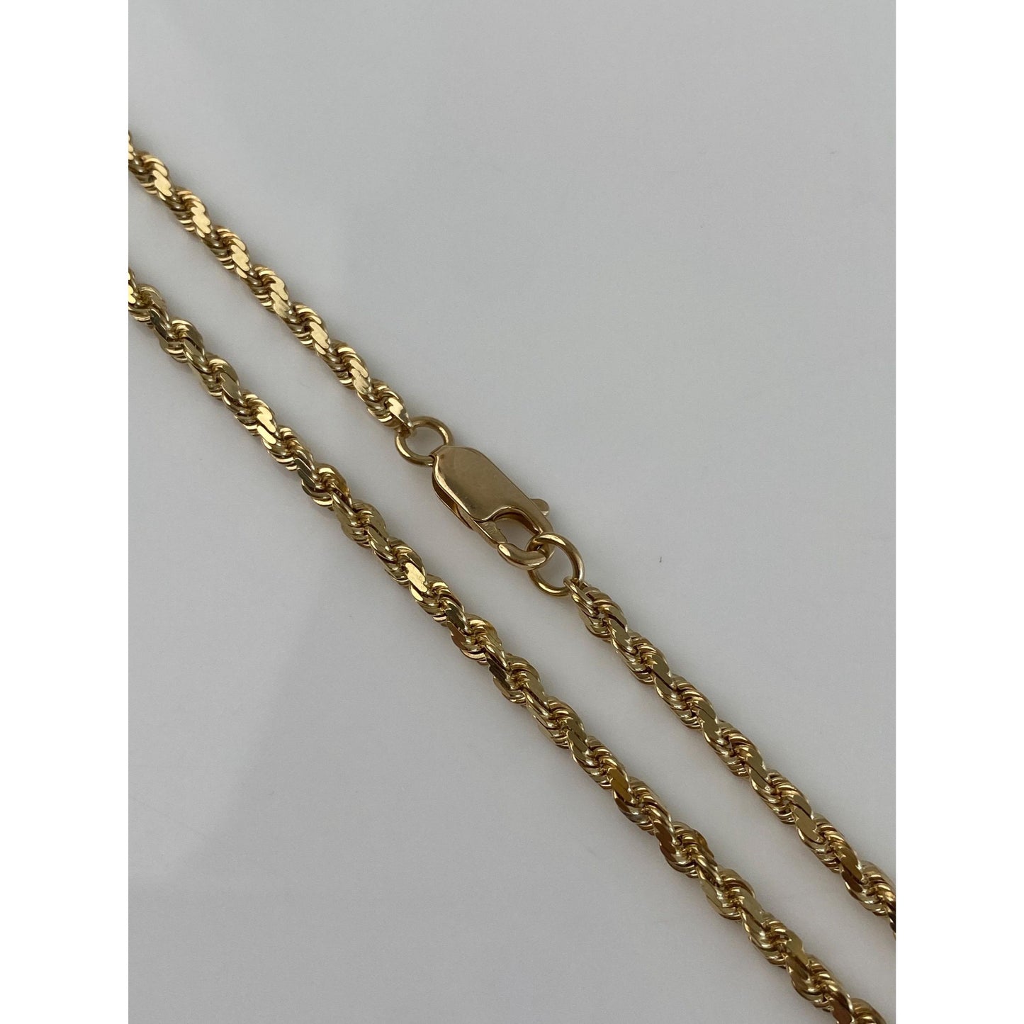 Vintage Solid 14k Yellow Gold Diamond Cut Rope Chain Necklace - 22 inches