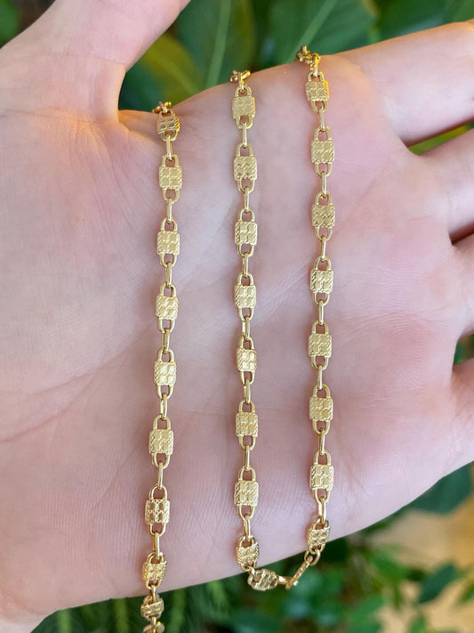 Vintage Solid 14k Yellow Gold Fancy Chain Necklace - 17.75 inches