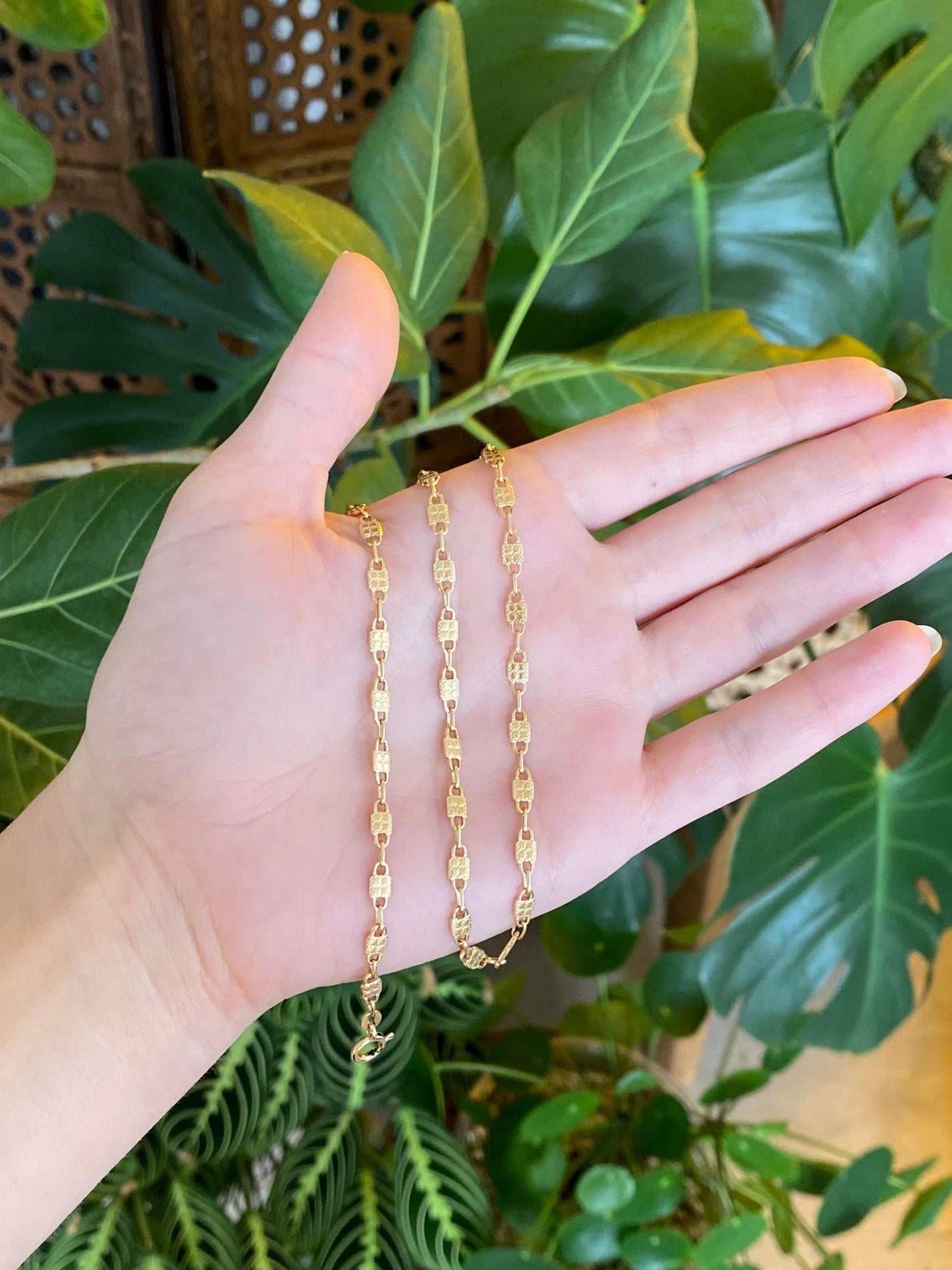 Vintage Solid 14k Yellow Gold Fancy Chain Necklace - 17.75 inches