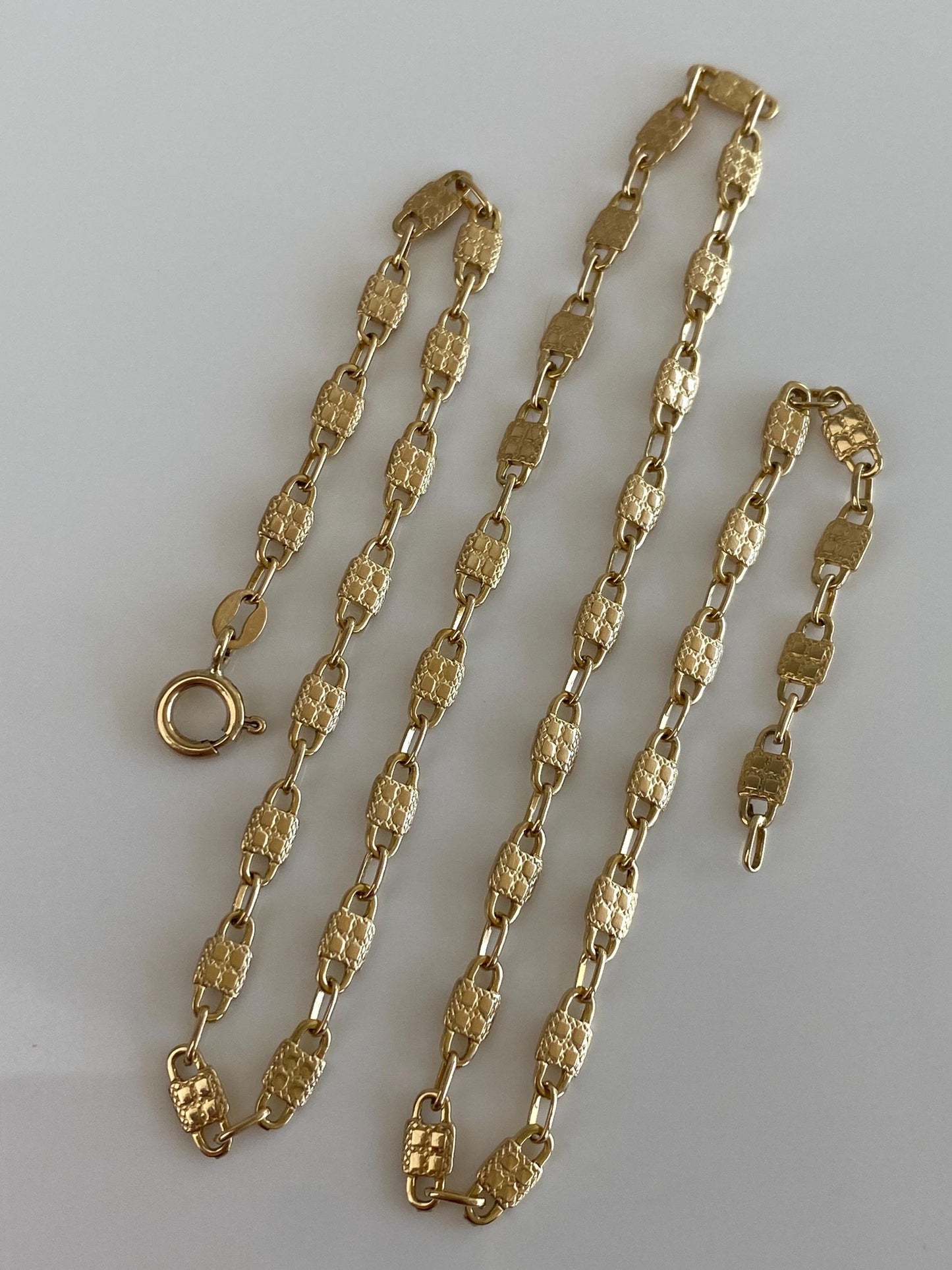 Vintage Solid 14k Yellow Gold Fancy Chain Necklace - 17.75 inches