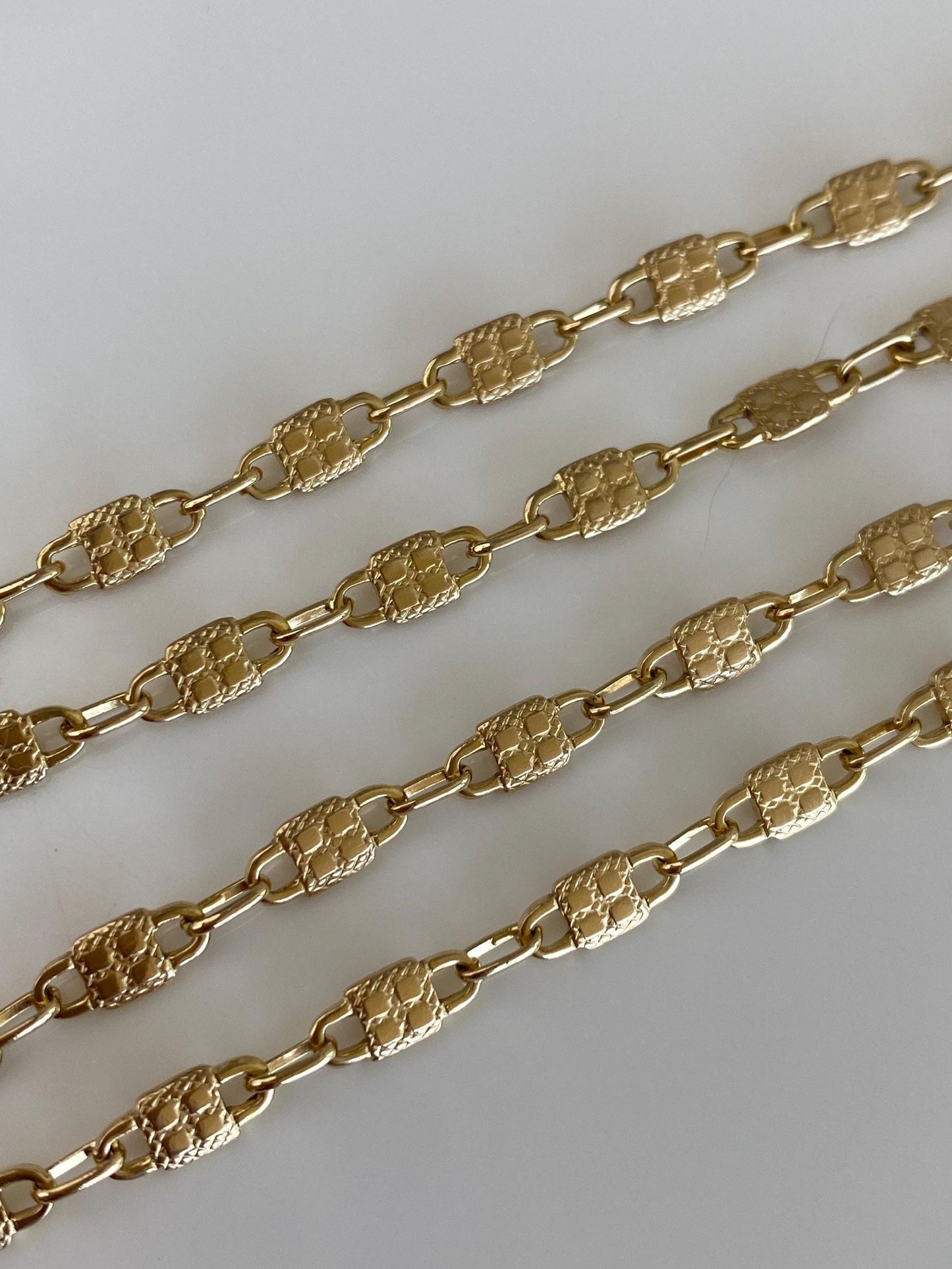 Vintage Solid 14k Yellow Gold Fancy Chain Necklace - 17.75 inches