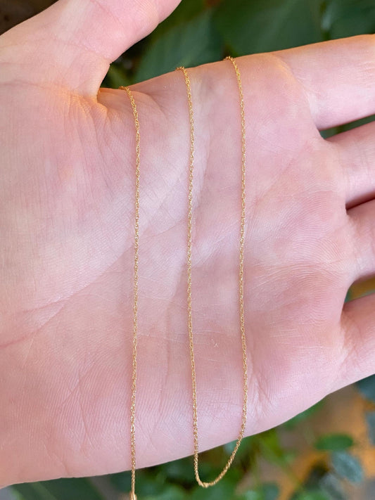 Vintage Solid 14k Yellow Gold Dainty Chain Necklace - 18.25 inches