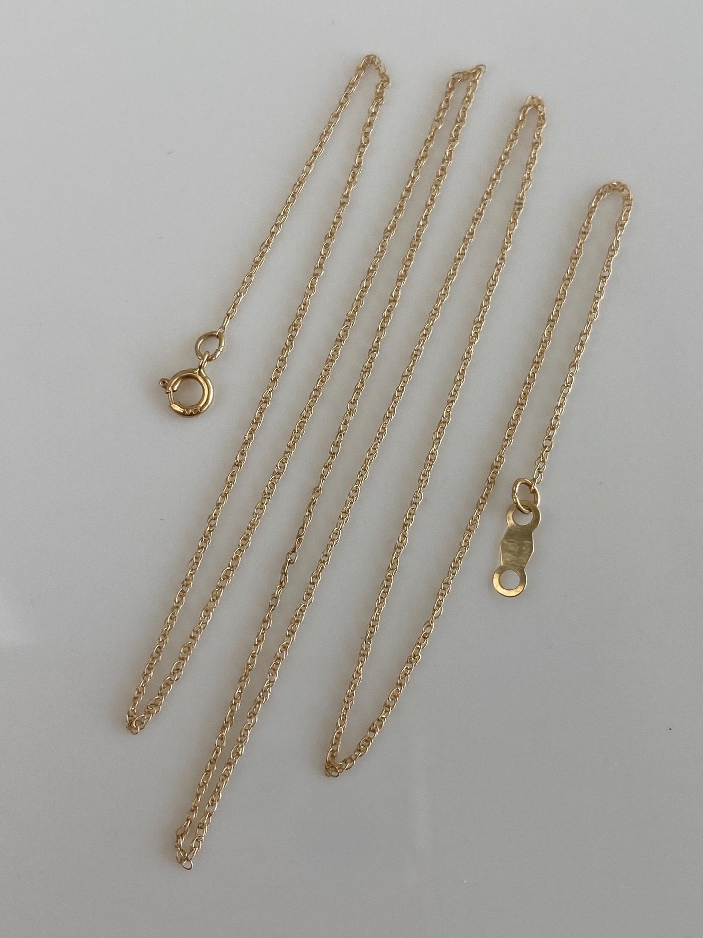 Vintage Solid 14k Yellow Gold Dainty Chain Necklace - 18.25 inches