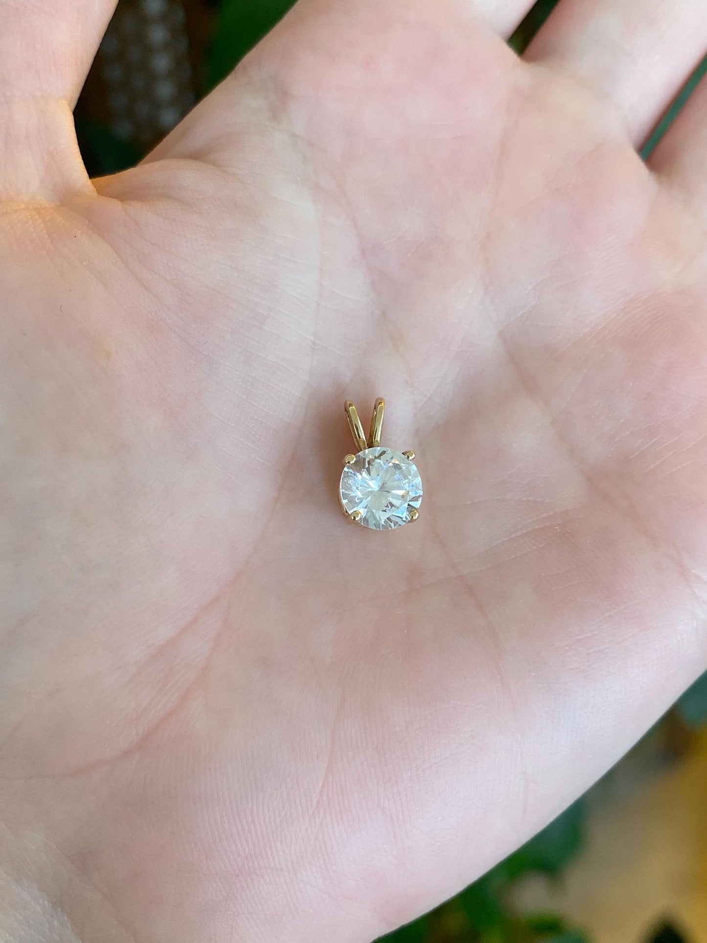 Solid 14k Yellow Gold Clear Cubic Zirconia Charm