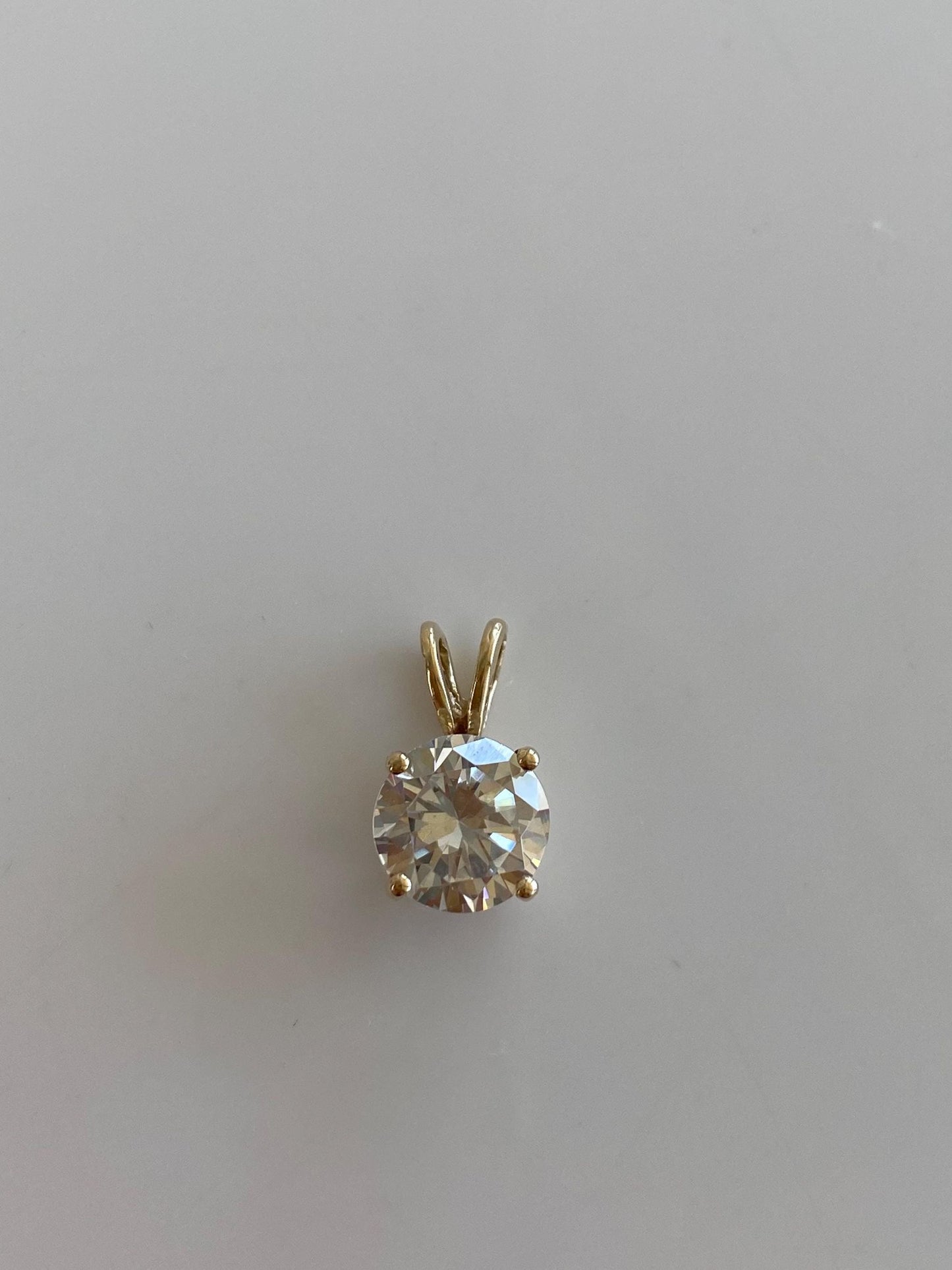Solid 14k Yellow Gold Clear Cubic Zirconia Charm