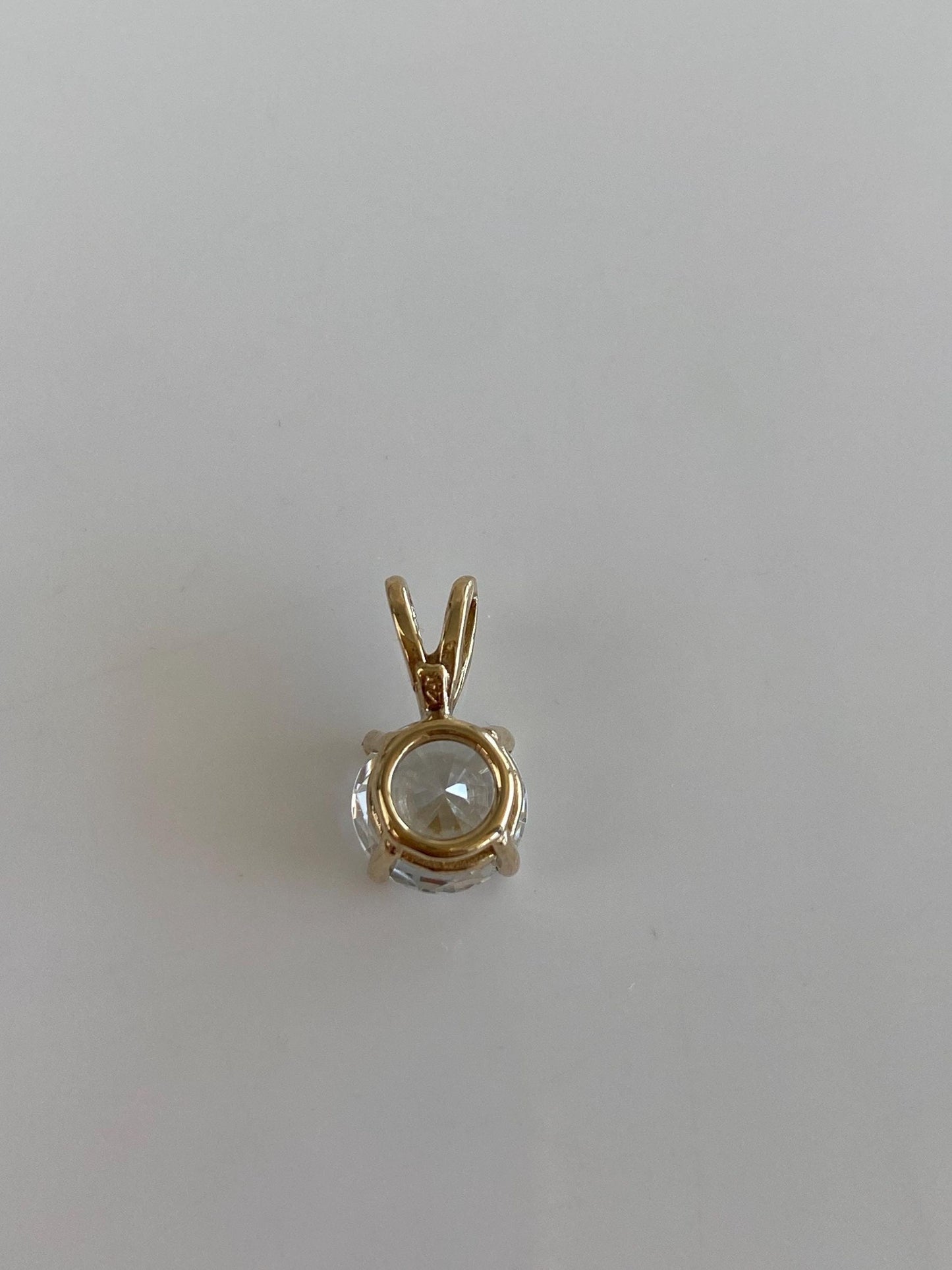 Solid 14k Yellow Gold Clear Cubic Zirconia Charm