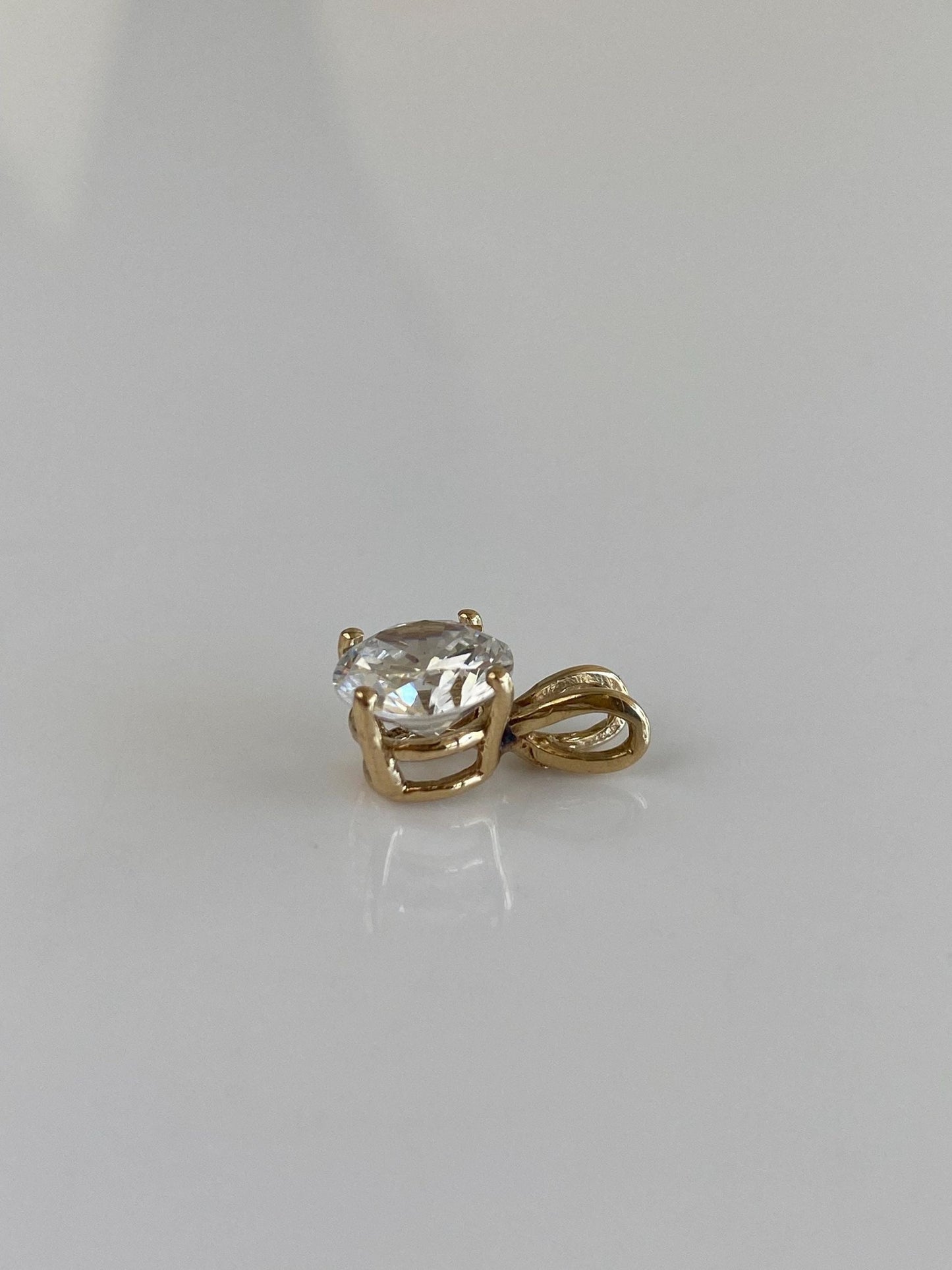 Solid 14k Yellow Gold Clear Cubic Zirconia Charm