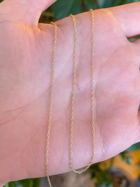 Vintage Solid 14k Yellow Gold Dainty Chain Necklace - 18 inches