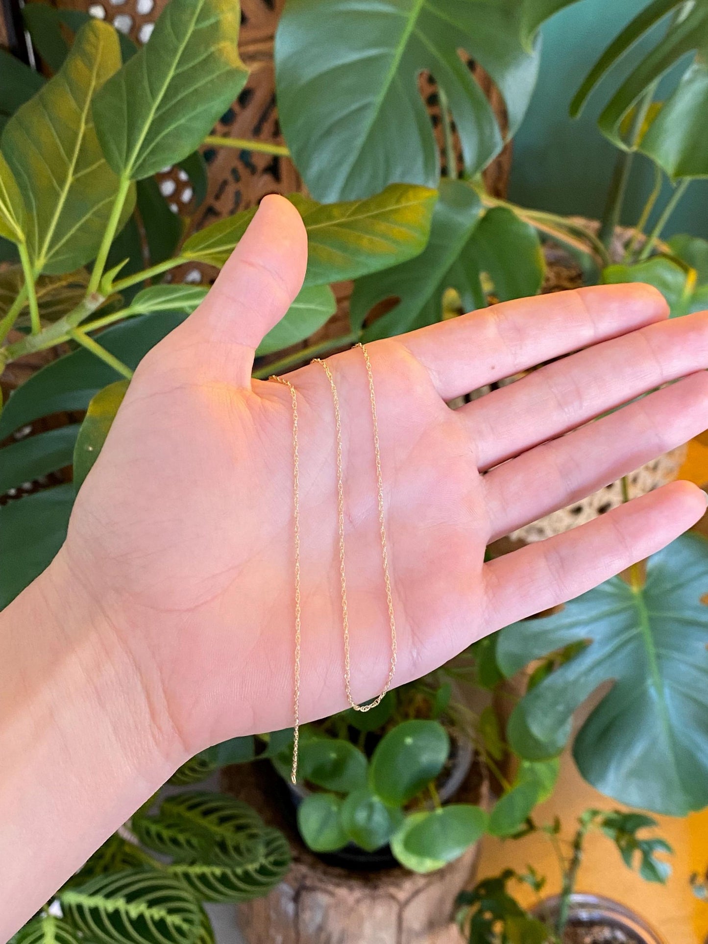 Vintage Solid 14k Yellow Gold Dainty Chain Necklace - 18 inches