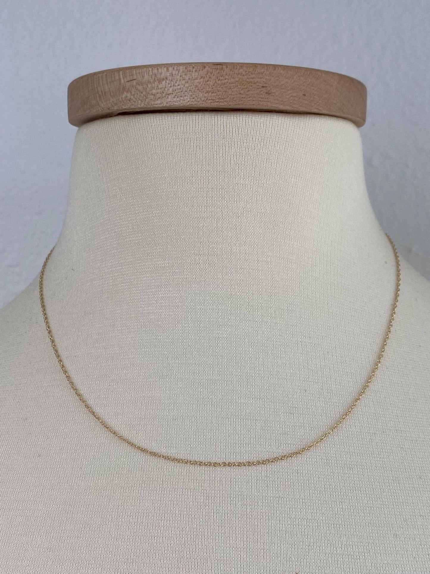 Vintage Solid 14k Yellow Gold Dainty Chain Necklace - 18 inches