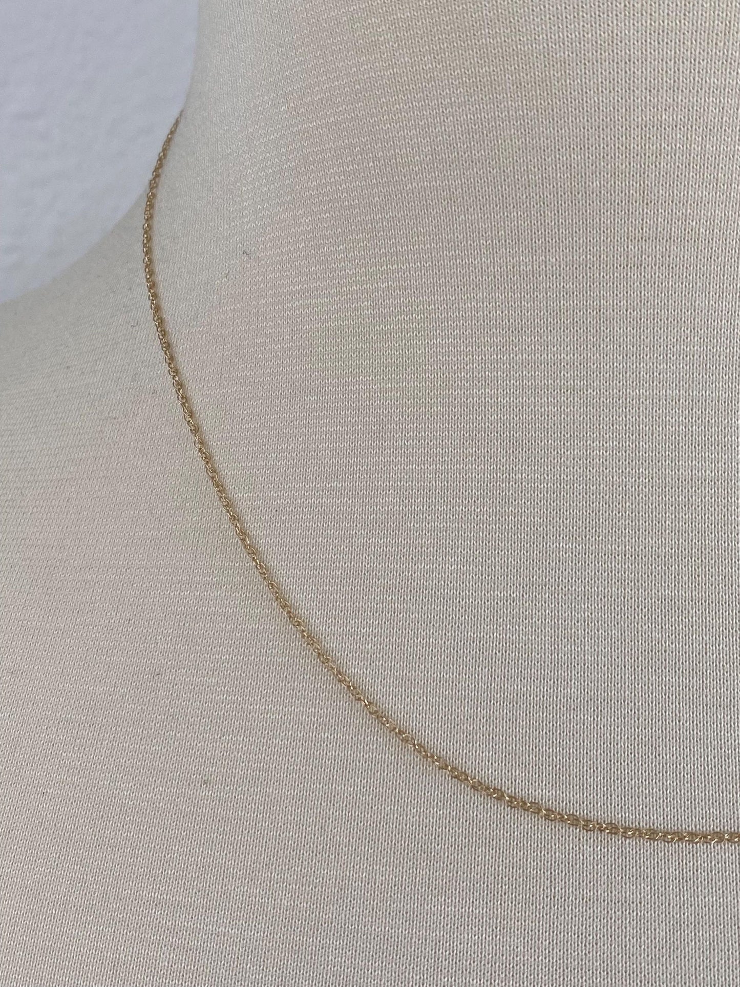 Vintage Solid 14k Yellow Gold Dainty Chain Necklace - 18 inches
