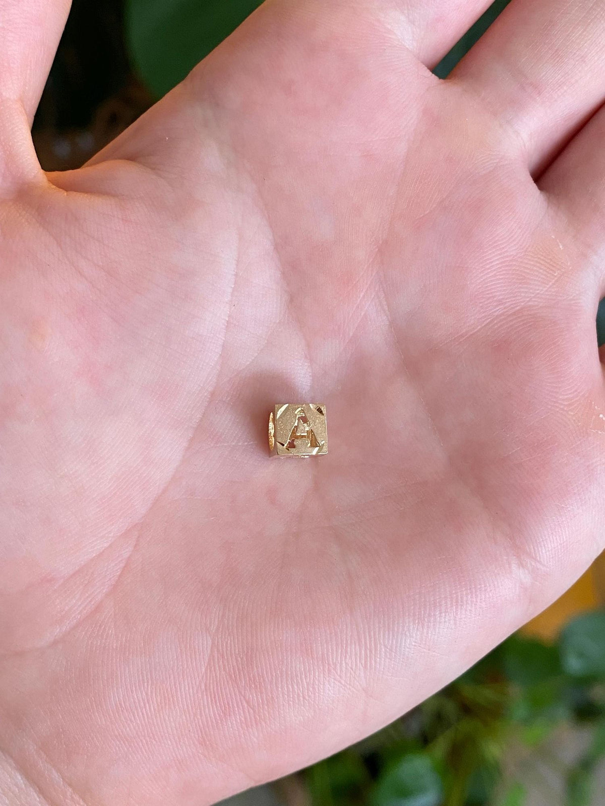 Vintage Solid 14k Yellow Gold Diamond Cut Initial 'A' Cube Charm