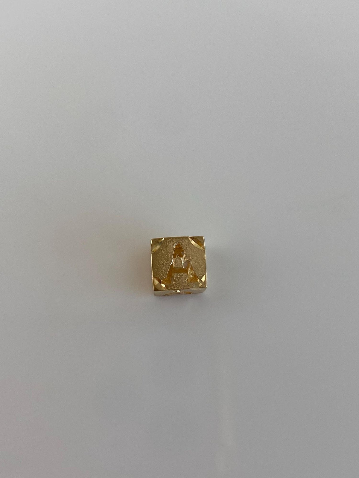 Vintage Solid 14k Yellow Gold Diamond Cut Initial 'A' Cube Charm
