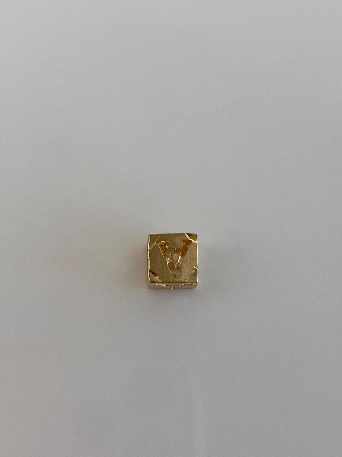 Vintage Solid 14k Yellow Gold Diamond Cut Initial 'A' Cube Charm