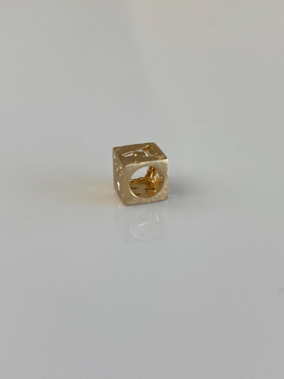 Vintage Solid 14k Yellow Gold Diamond Cut Initial 'A' Cube Charm