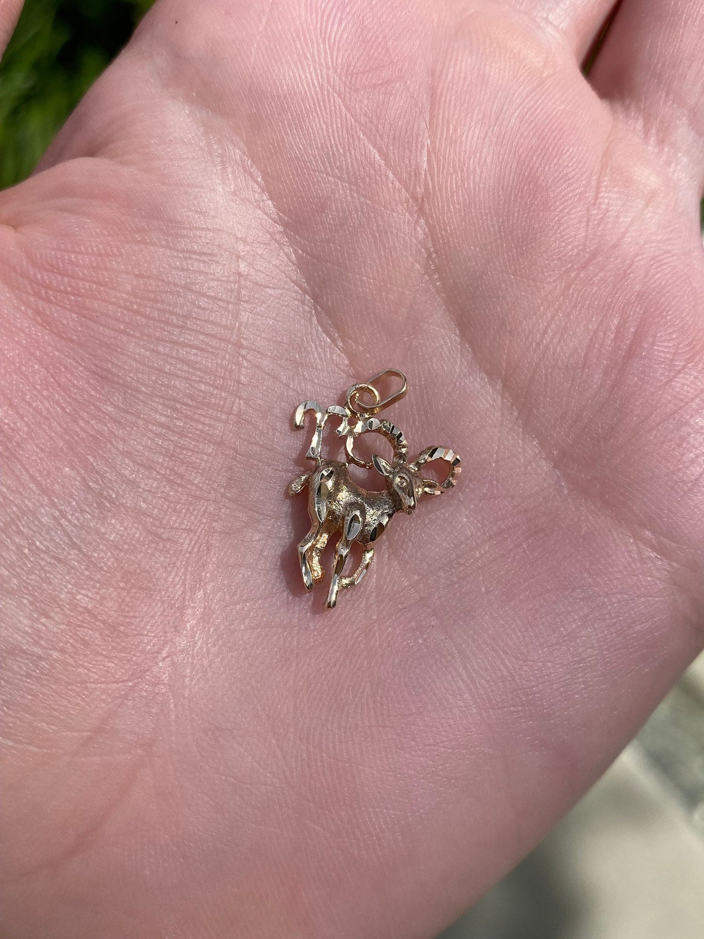 Vintage Solid 14k Yellow Gold Aries Ram Charm