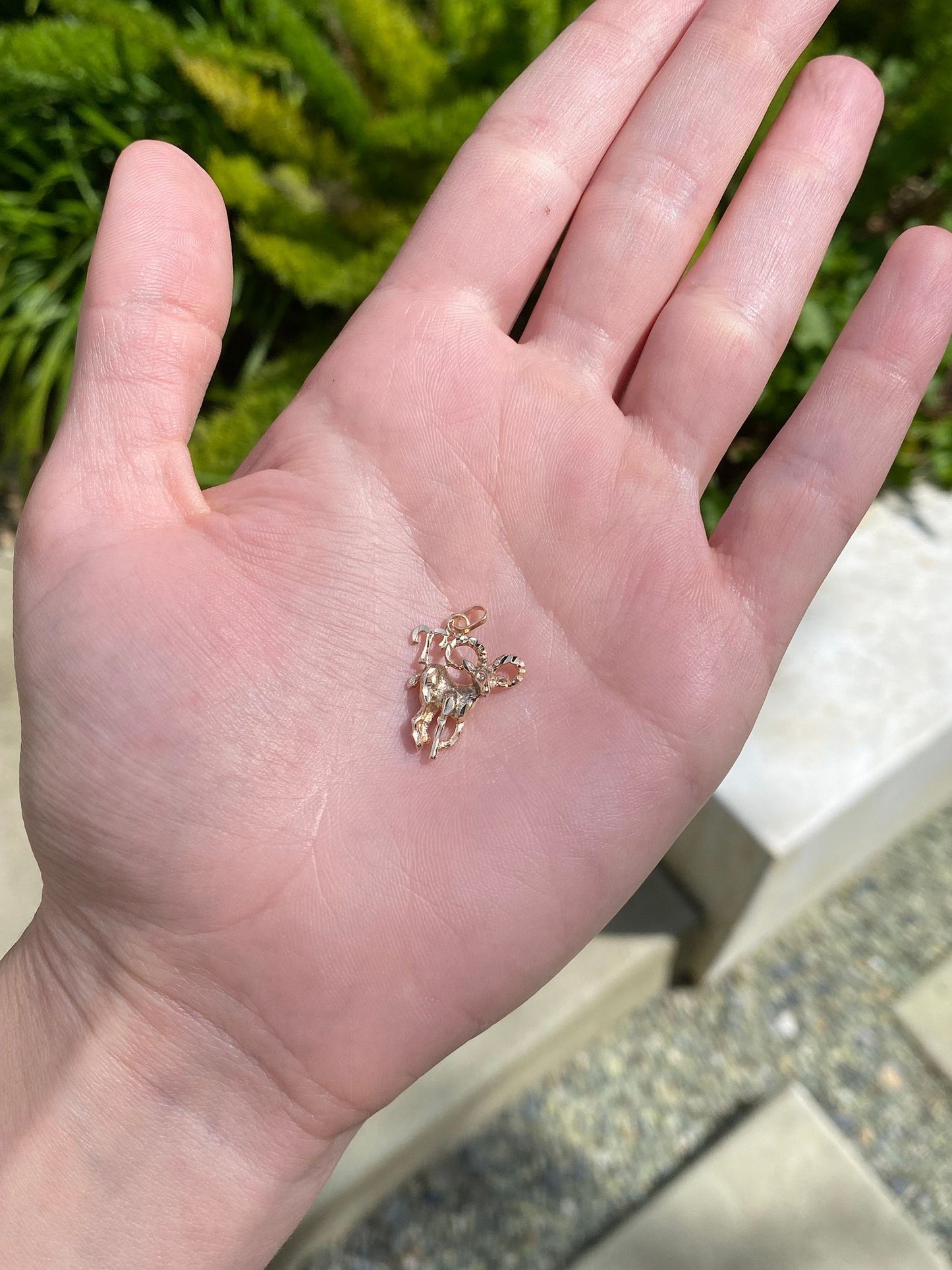 Vintage Solid 14k Yellow Gold Aries Ram Charm