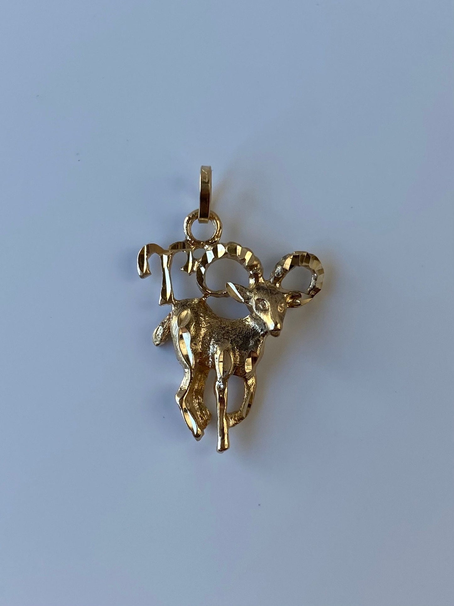 Vintage Solid 14k Yellow Gold Aries Ram Charm