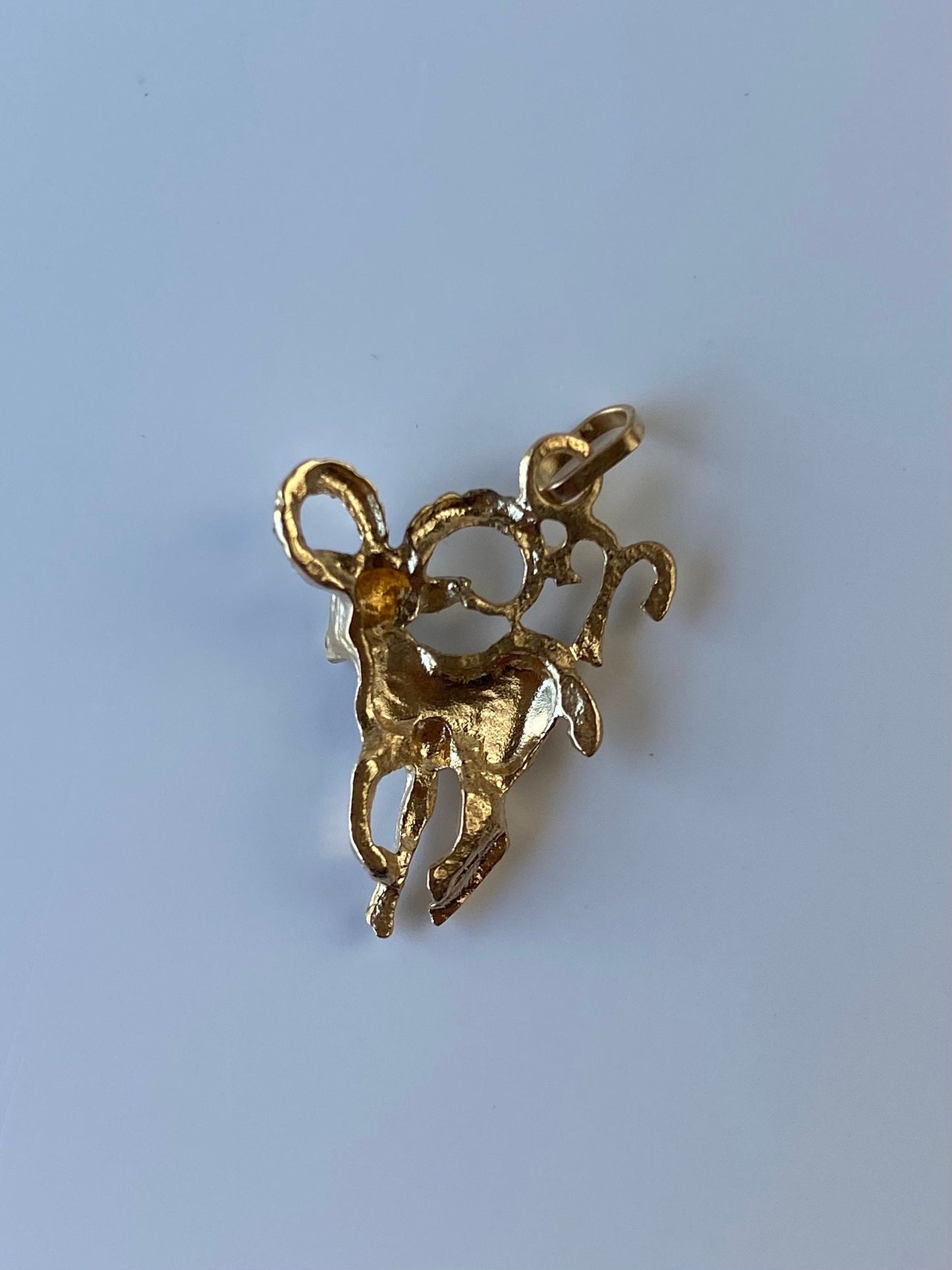 Vintage Solid 14k Yellow Gold Aries Ram Charm