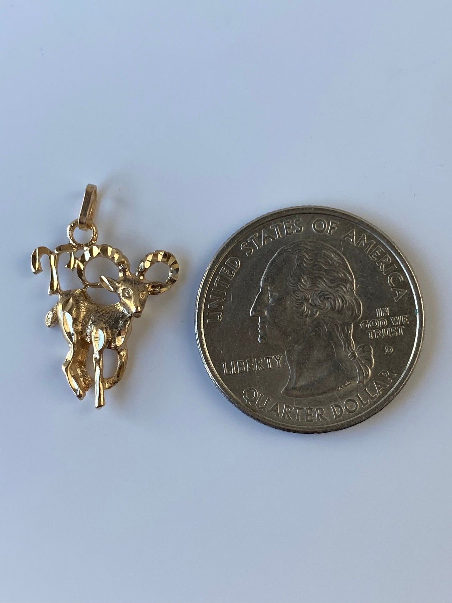 Vintage Solid 14k Yellow Gold Aries Ram Charm