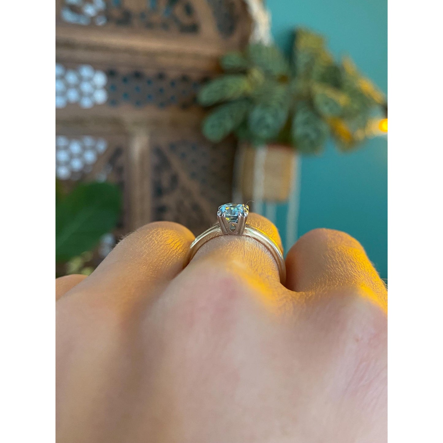 Vintage Solid 10k White & Yellow Gold Topaz Ring - Size 6.75