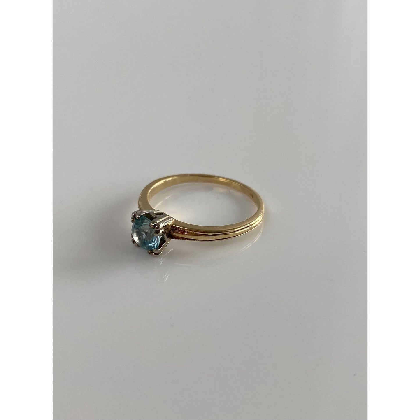 Vintage Solid 10k White & Yellow Gold Topaz Ring - Size 6.75