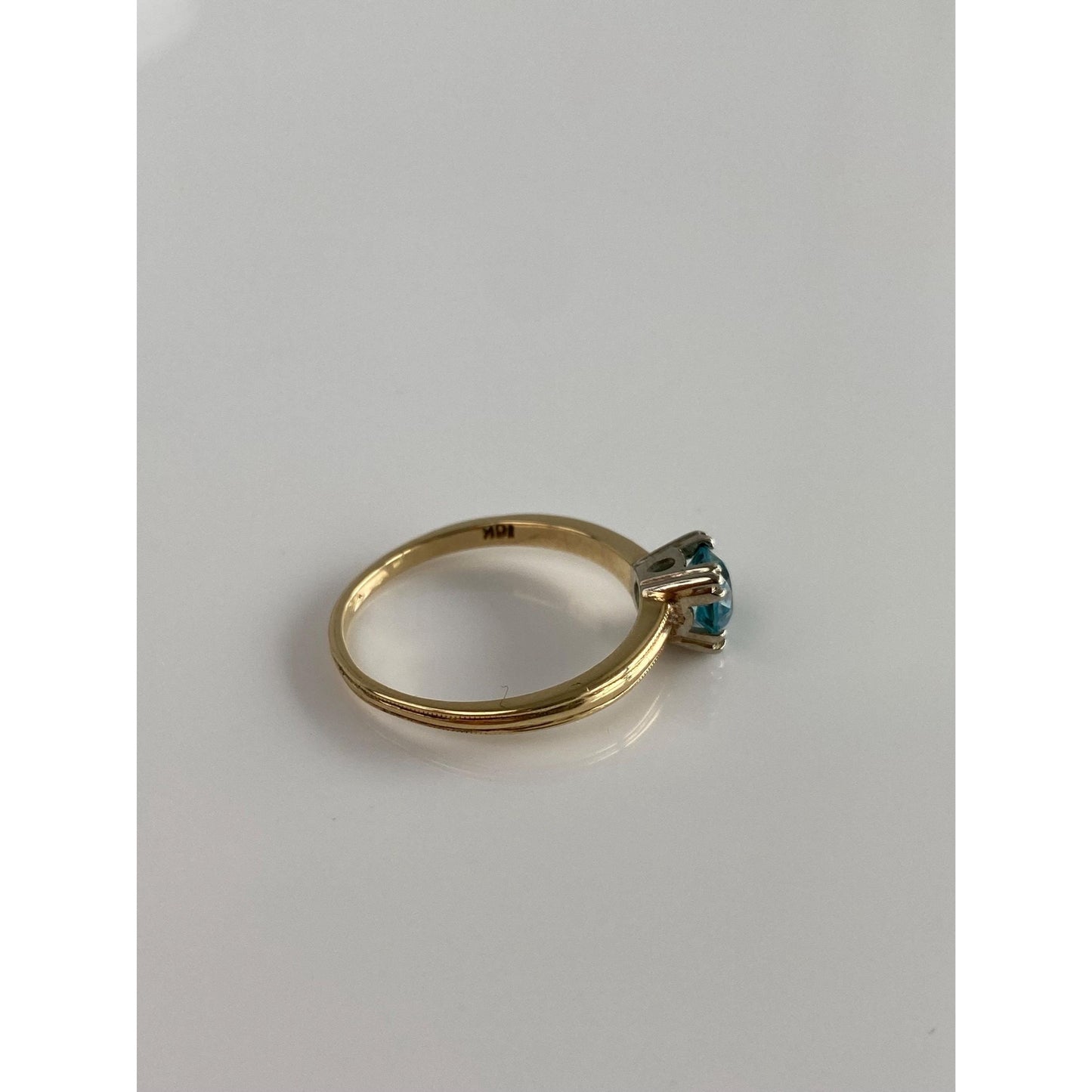 Vintage Solid 10k White & Yellow Gold Topaz Ring - Size 6.75