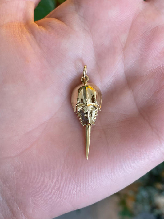 Vintage Solid 14k Yellow Gold Articulated Horseshoe Crab Charm
