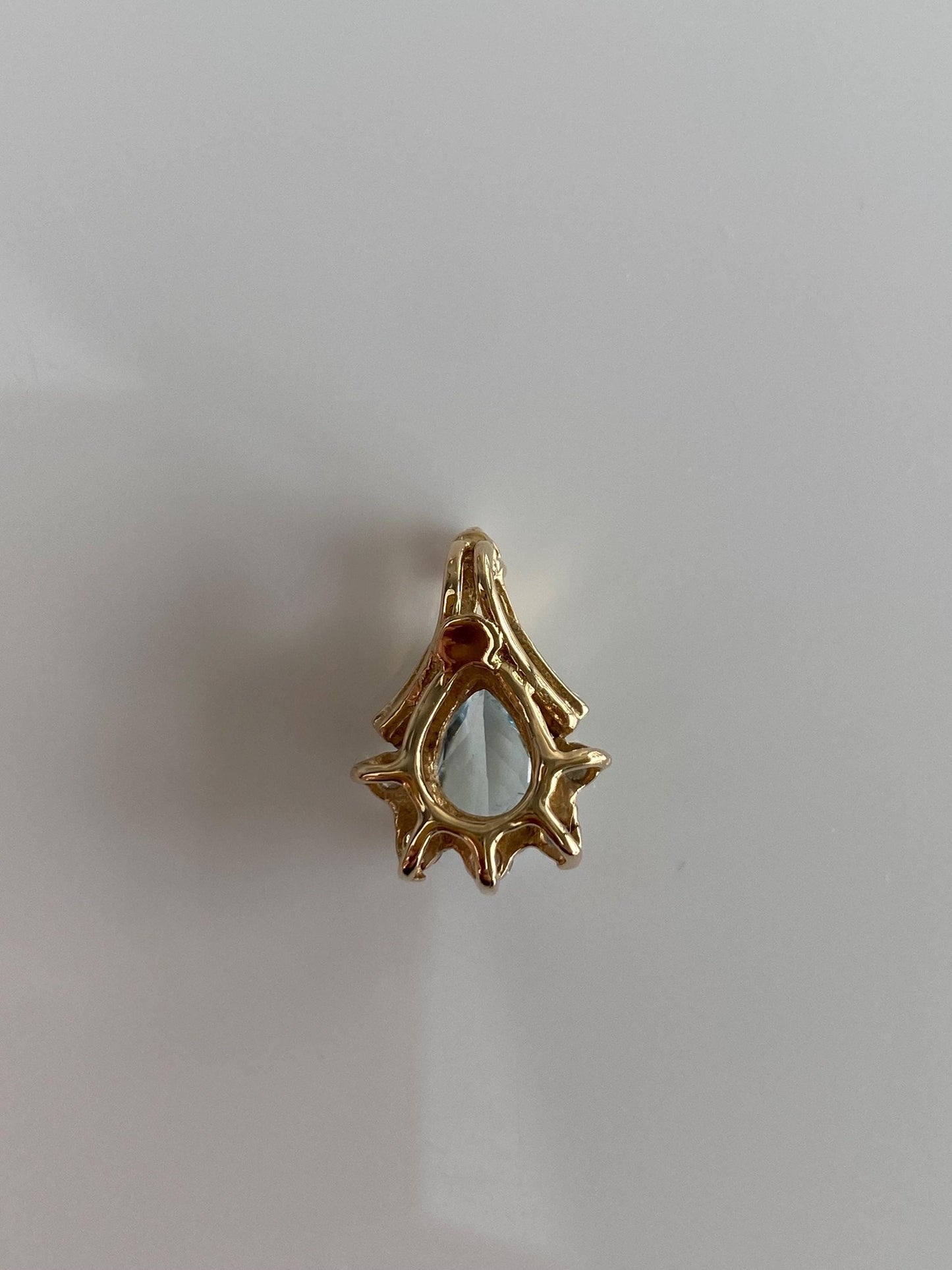 Vintage Solid 14k Yellow Gold Diamonds Aquamarine Charm