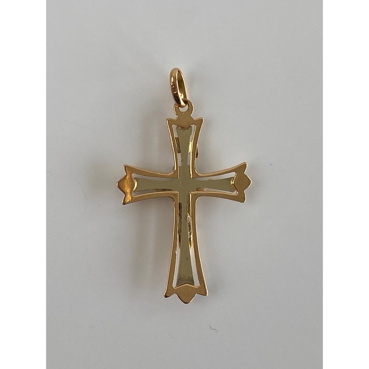 Vintage Solid 18k White & Yellow Gold Crucifix Cross Charm