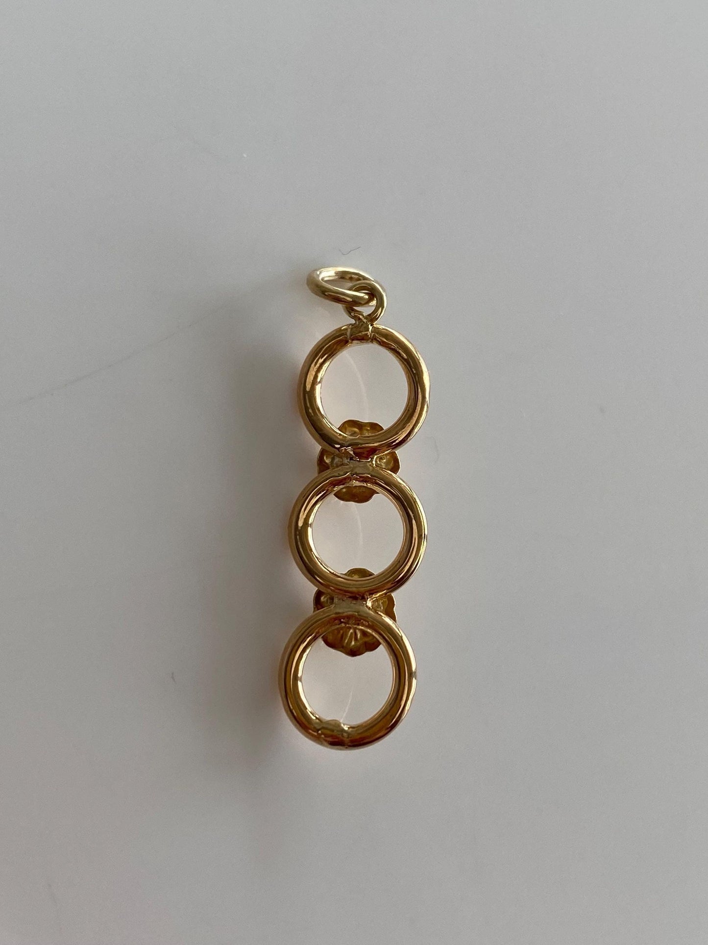 Vintage 18k Rose Gold Clear Cubic Zirconia Circles Charm