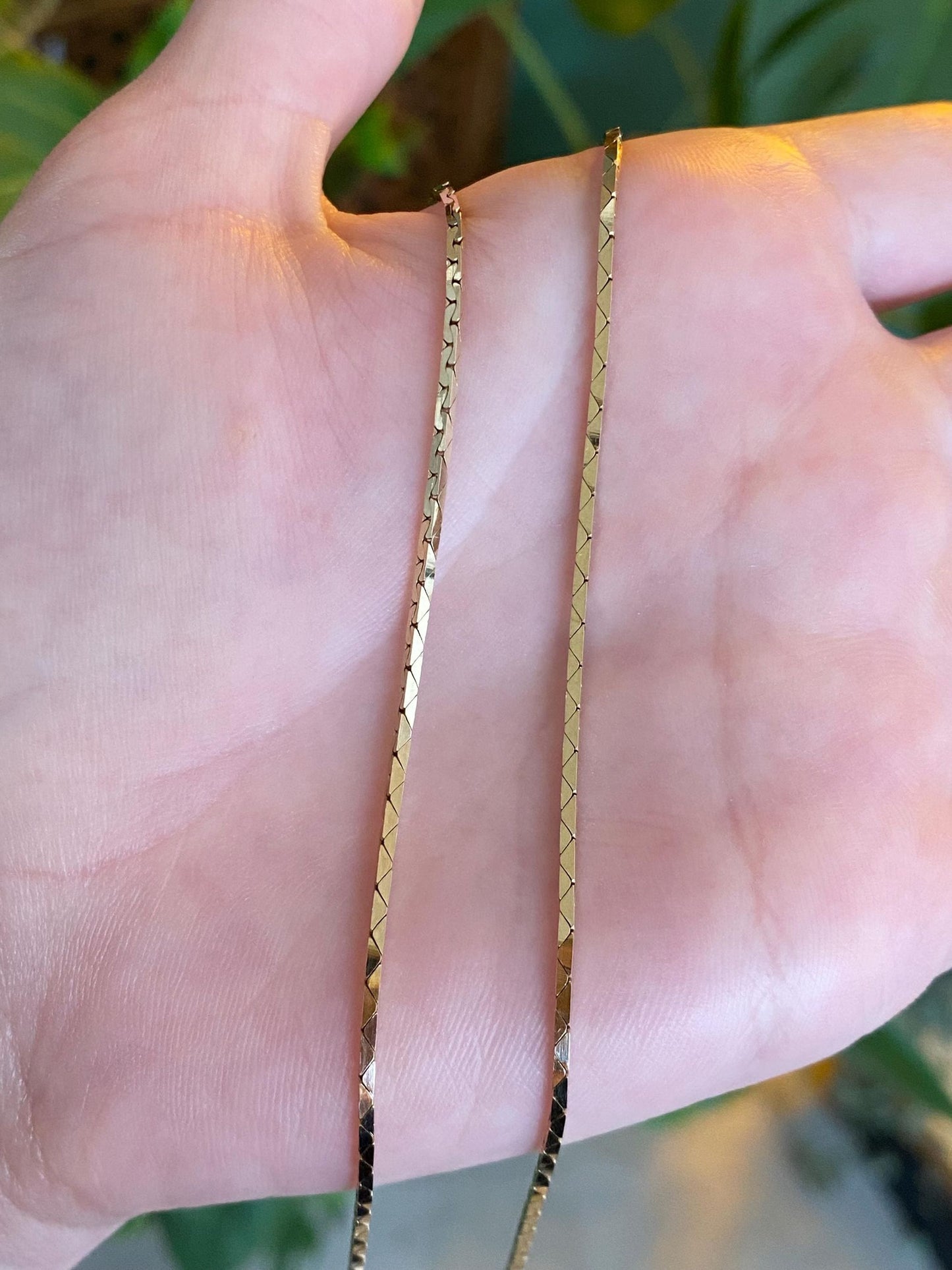 Vintage Solid 14k Yellow Gold Triangle Link Chain Necklace - 18 inches