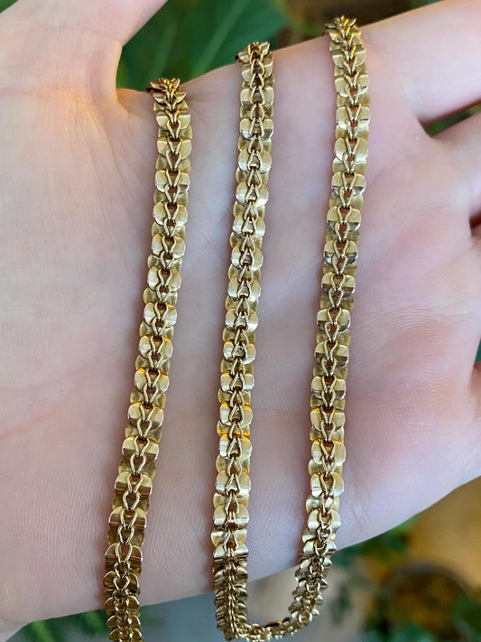Vintage Solid 14k Yellow Gold Fancy Link Chain Necklace - 19.75 inches