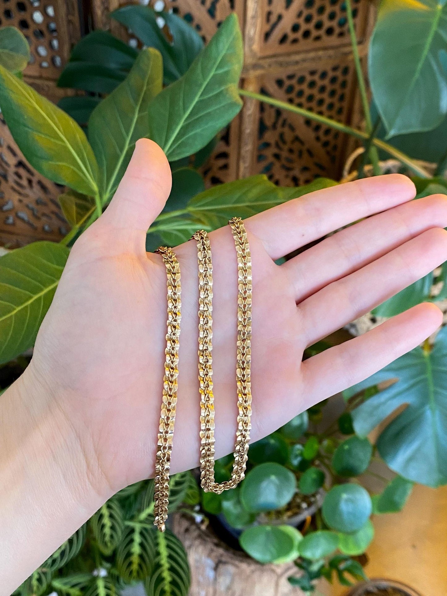 Vintage Solid 14k Yellow Gold Fancy Link Chain Necklace - 19.75 inches