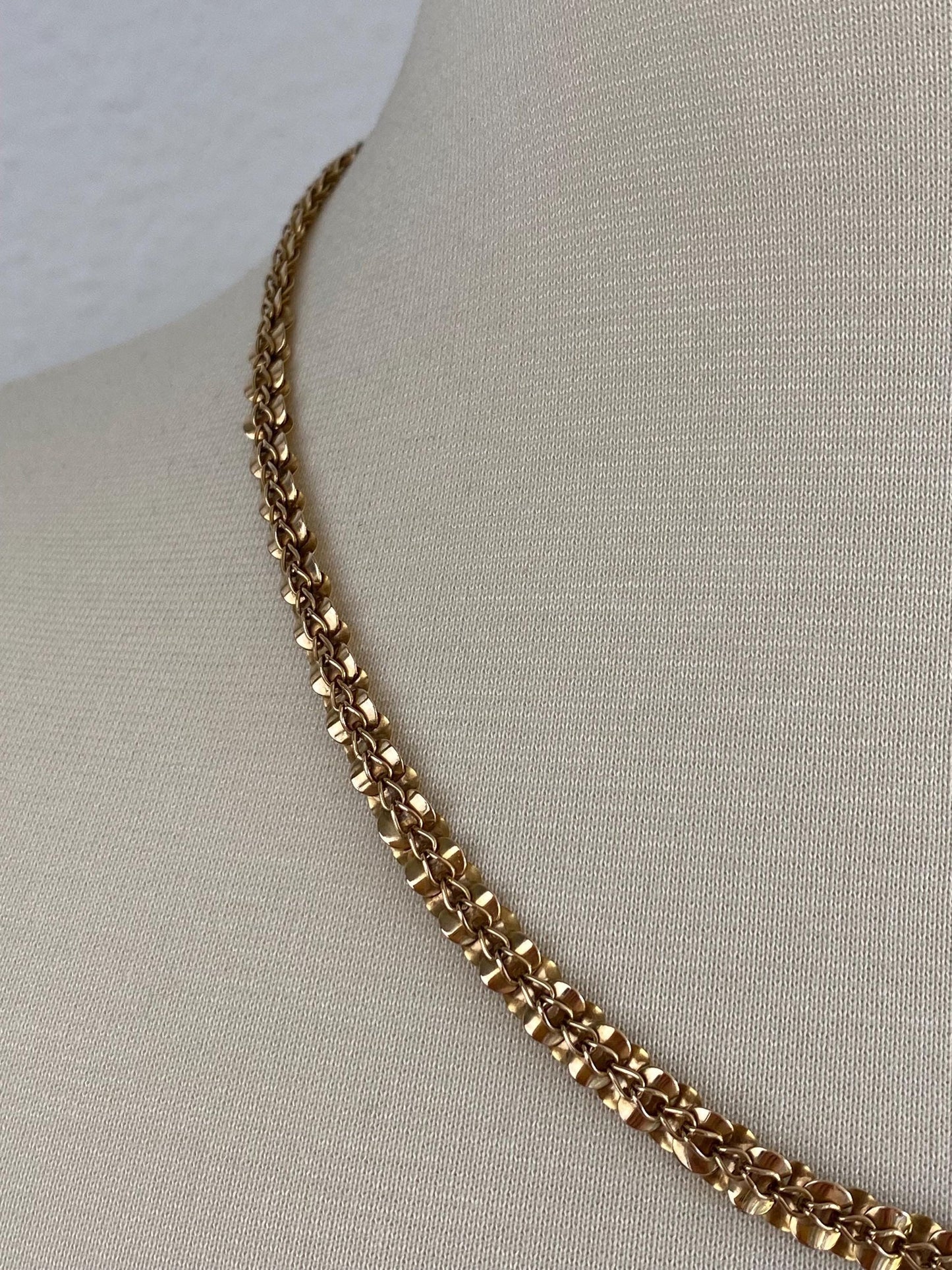 Vintage Solid 14k Yellow Gold Fancy Link Chain Necklace - 19.75 inches
