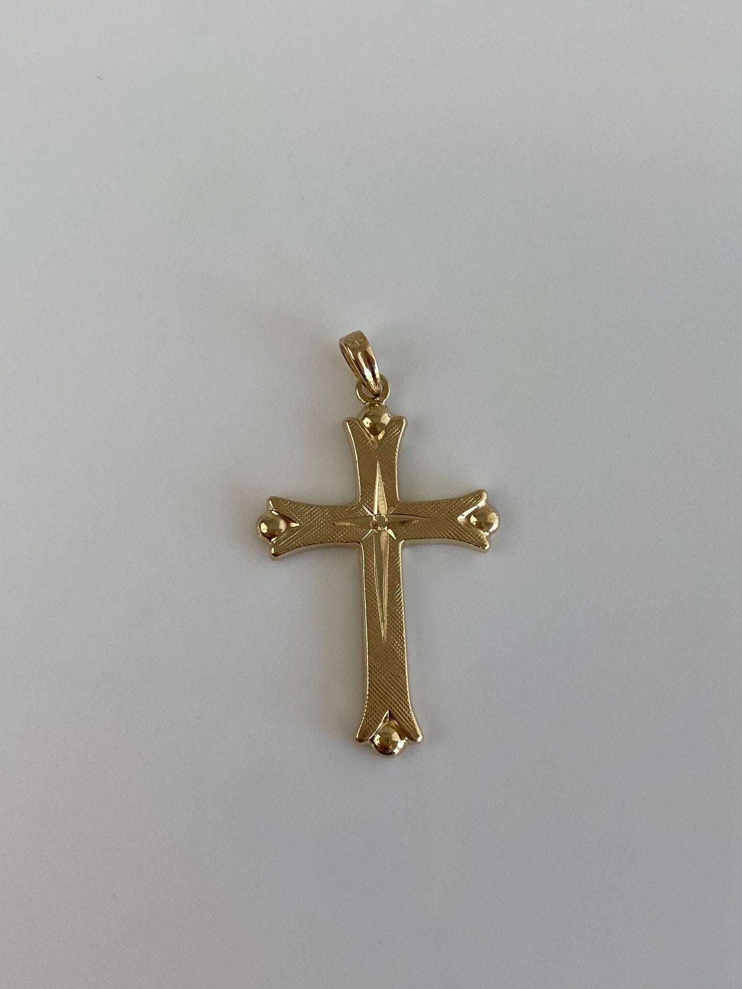 Vintage 14k Yellow Gold Engraved Cross Charm