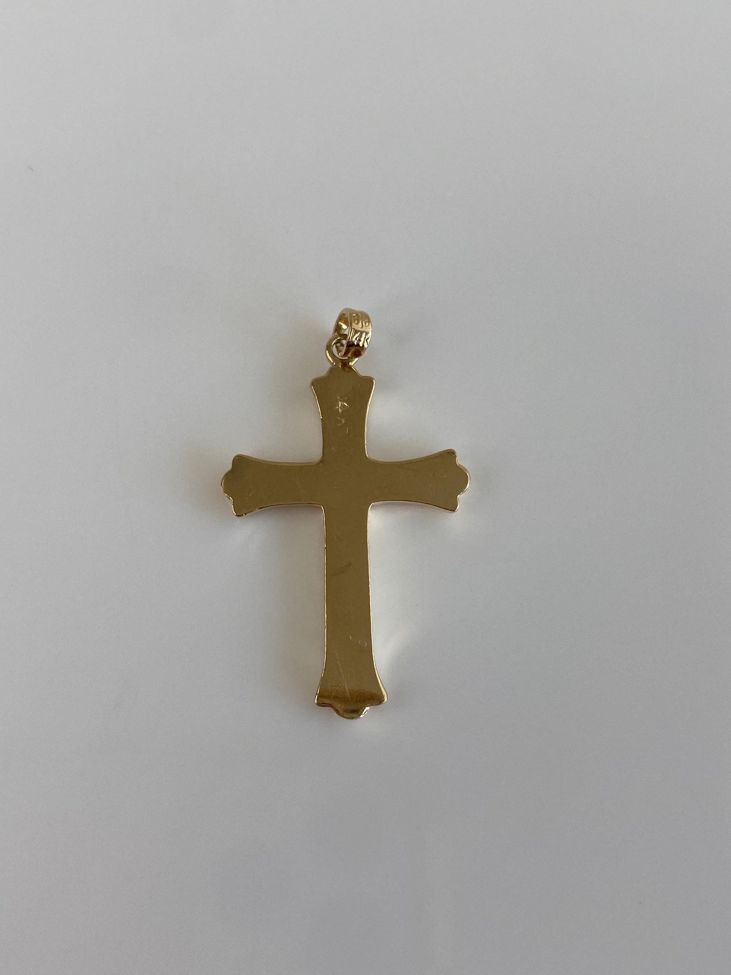 Vintage 14k Yellow Gold Engraved Cross Charm