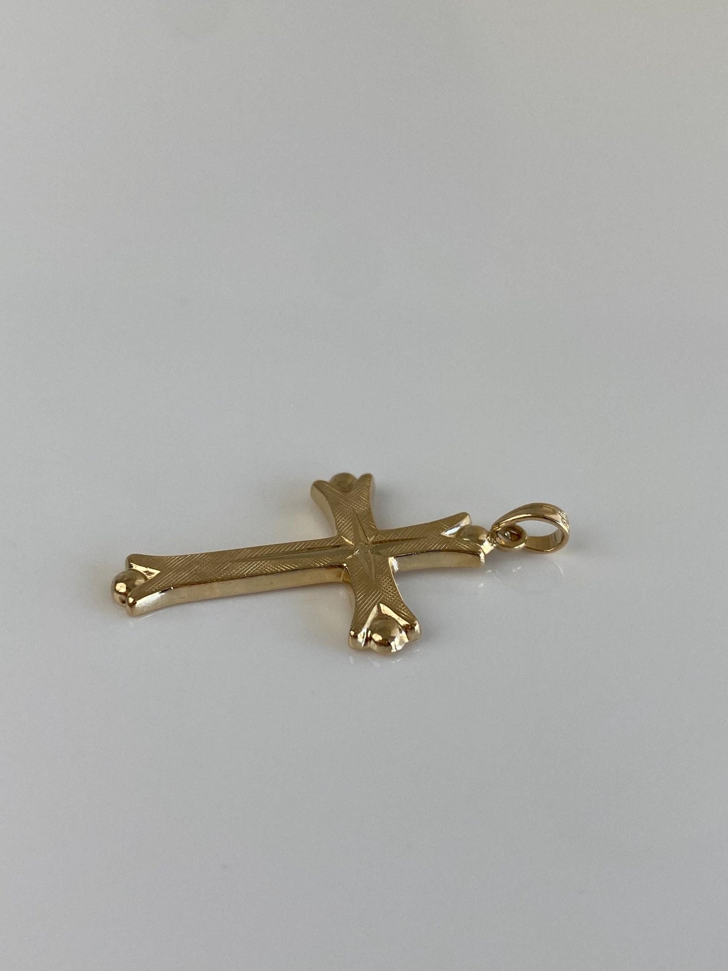 Vintage 14k Yellow Gold Engraved Cross Charm