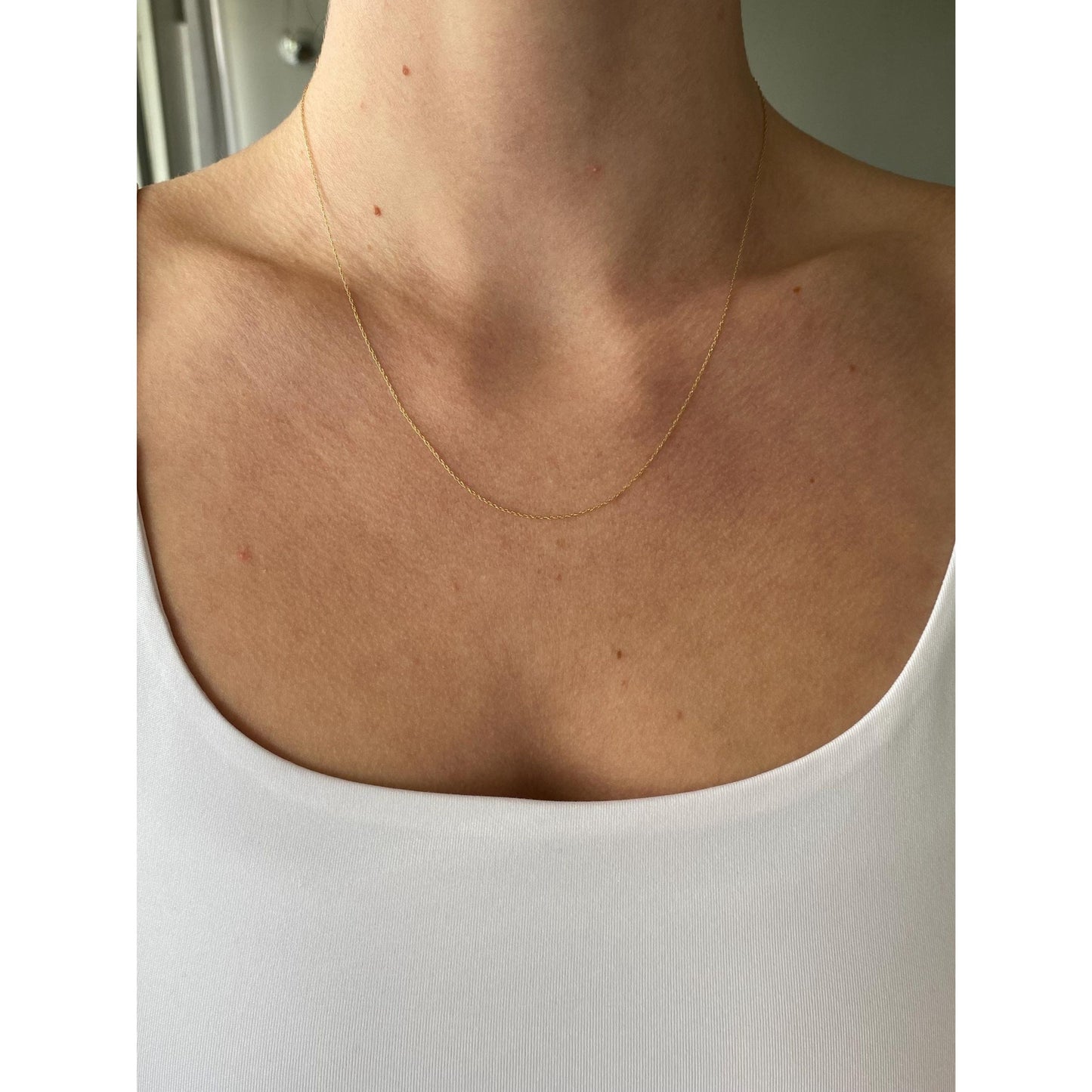 Vintage Solid 10k Yellow Gold Dainty Chain Necklace - 18 inches