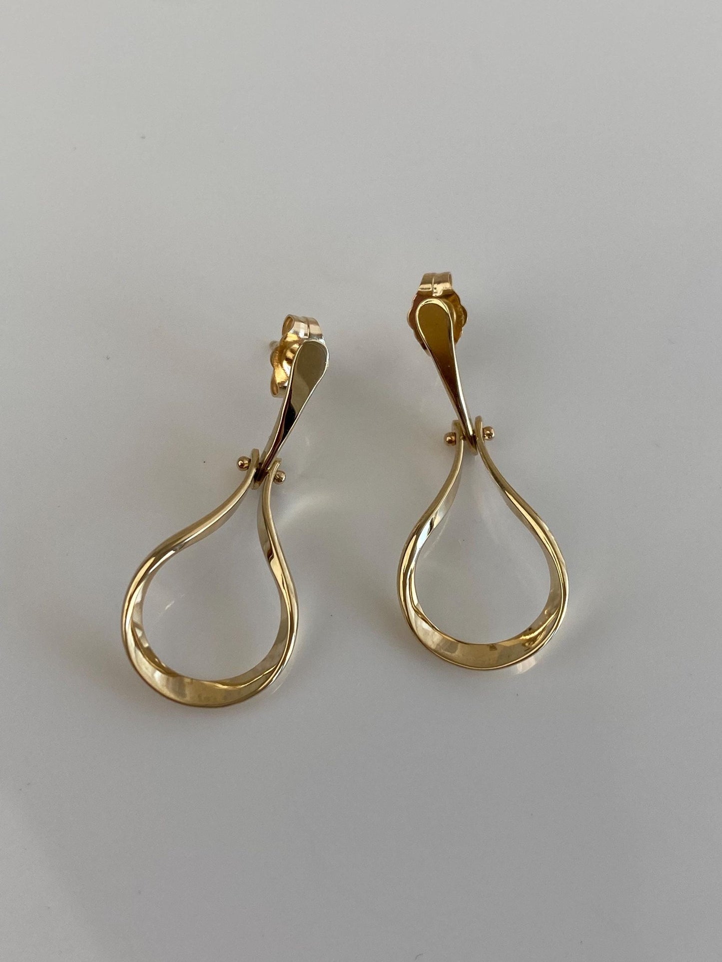 Vintage Solid 14k Yellow Gold Hinged Dangle Stud Earrings