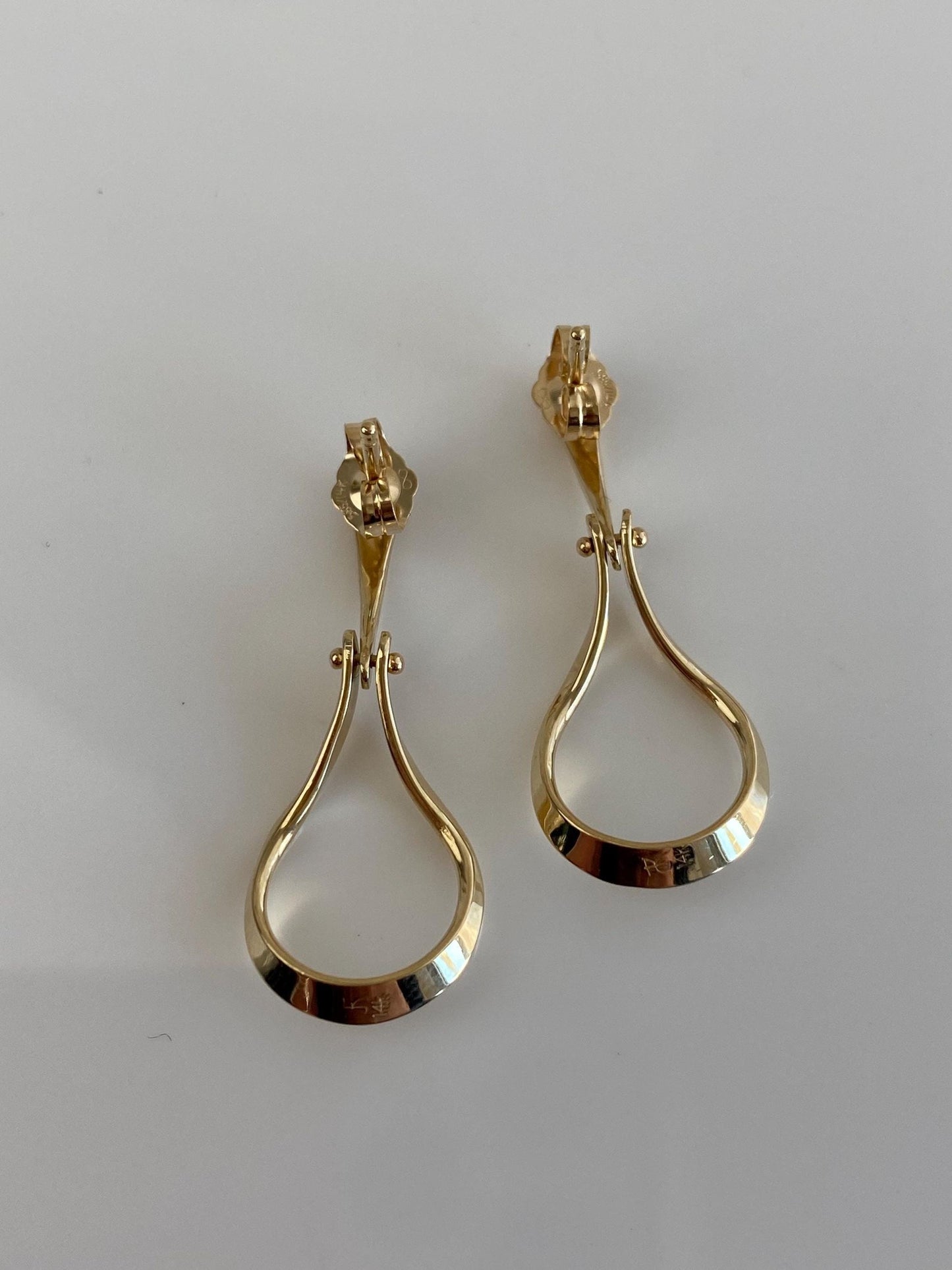 Vintage Solid 14k Yellow Gold Hinged Dangle Stud Earrings