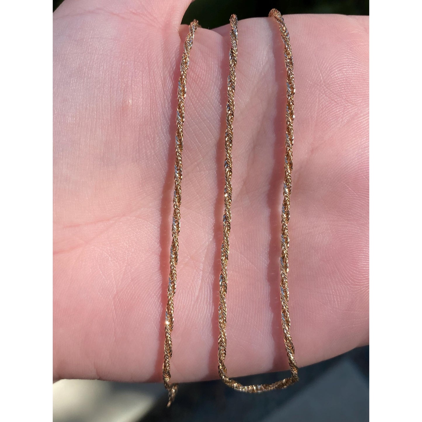 Vintage Solid 14k Yellow Gold Dainty Twist Chain Necklace - 18 inches