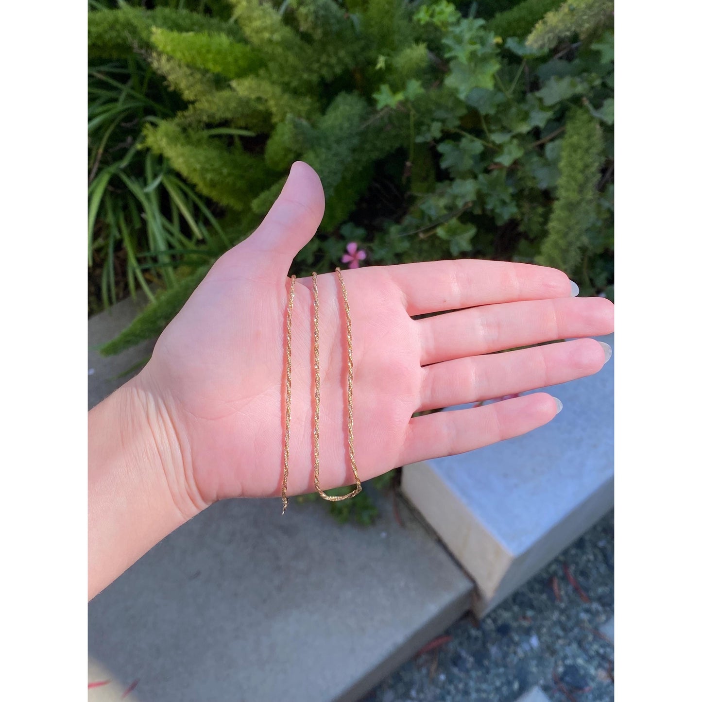 Vintage Solid 14k Yellow Gold Dainty Twist Chain Necklace - 18 inches