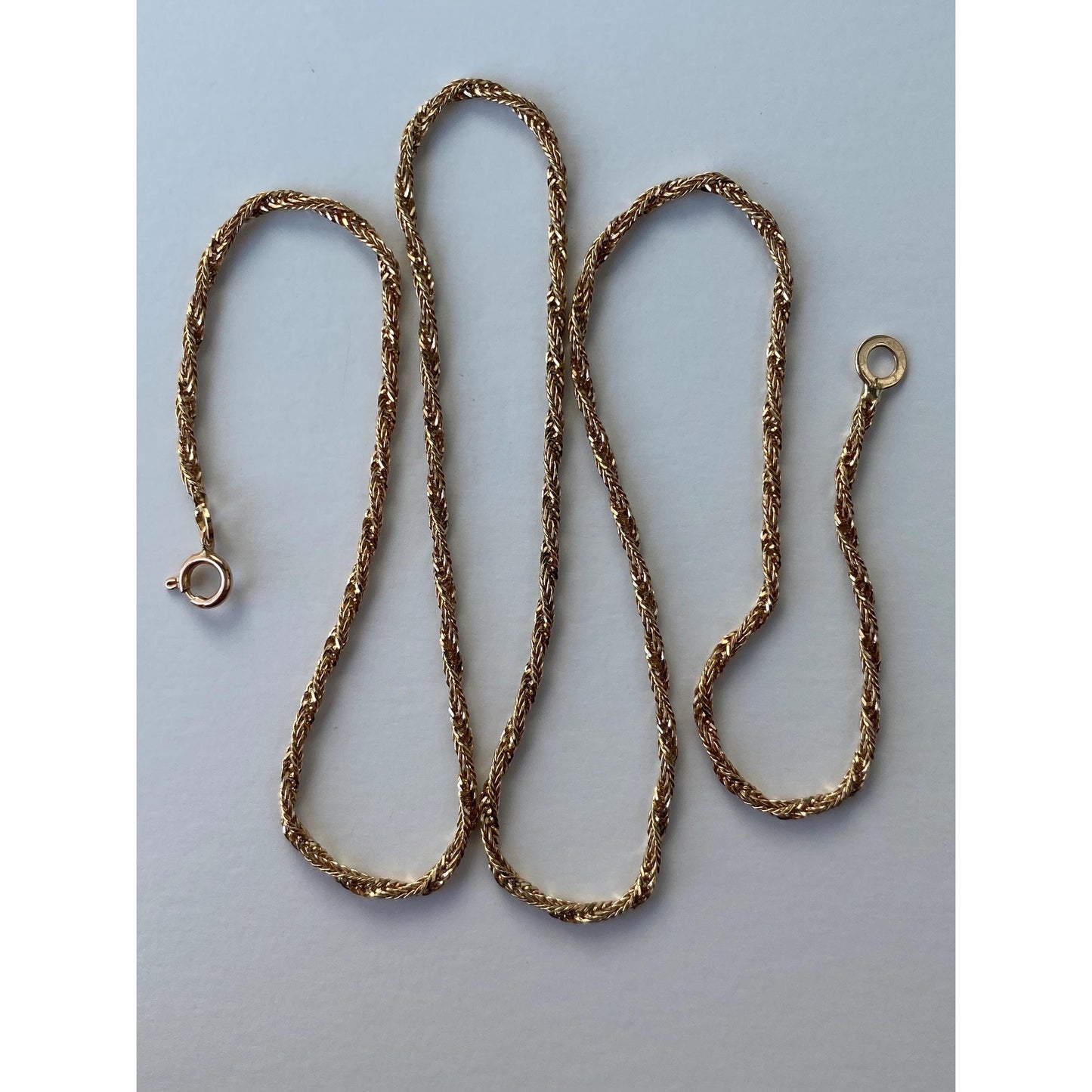 Vintage Solid 14k Yellow Gold Dainty Twist Chain Necklace - 18 inches