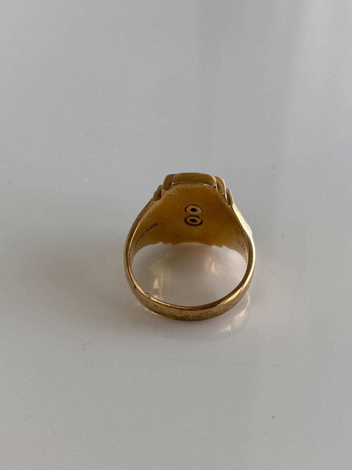 Vintage Solid 10k Yellow Gold Onyx 1952 Class Ring - Size 4