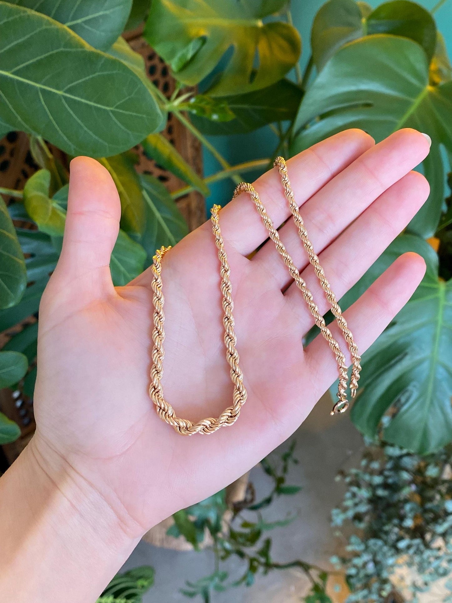 Vintage Solid 14k Rose Gold Graduated Rope Chain Necklace - 20.25 inches