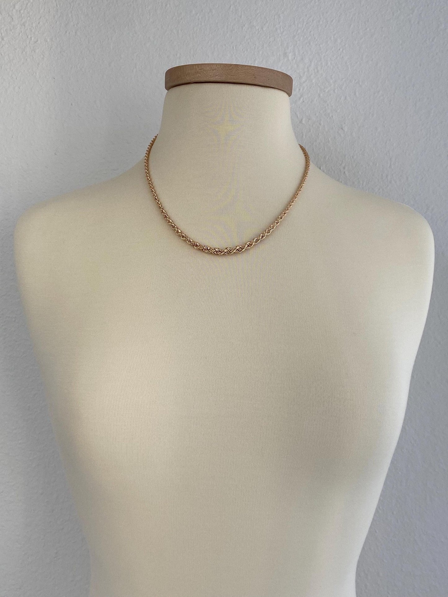 Vintage Solid 14k Rose Gold Graduated Rope Chain Necklace - 20.25 inches