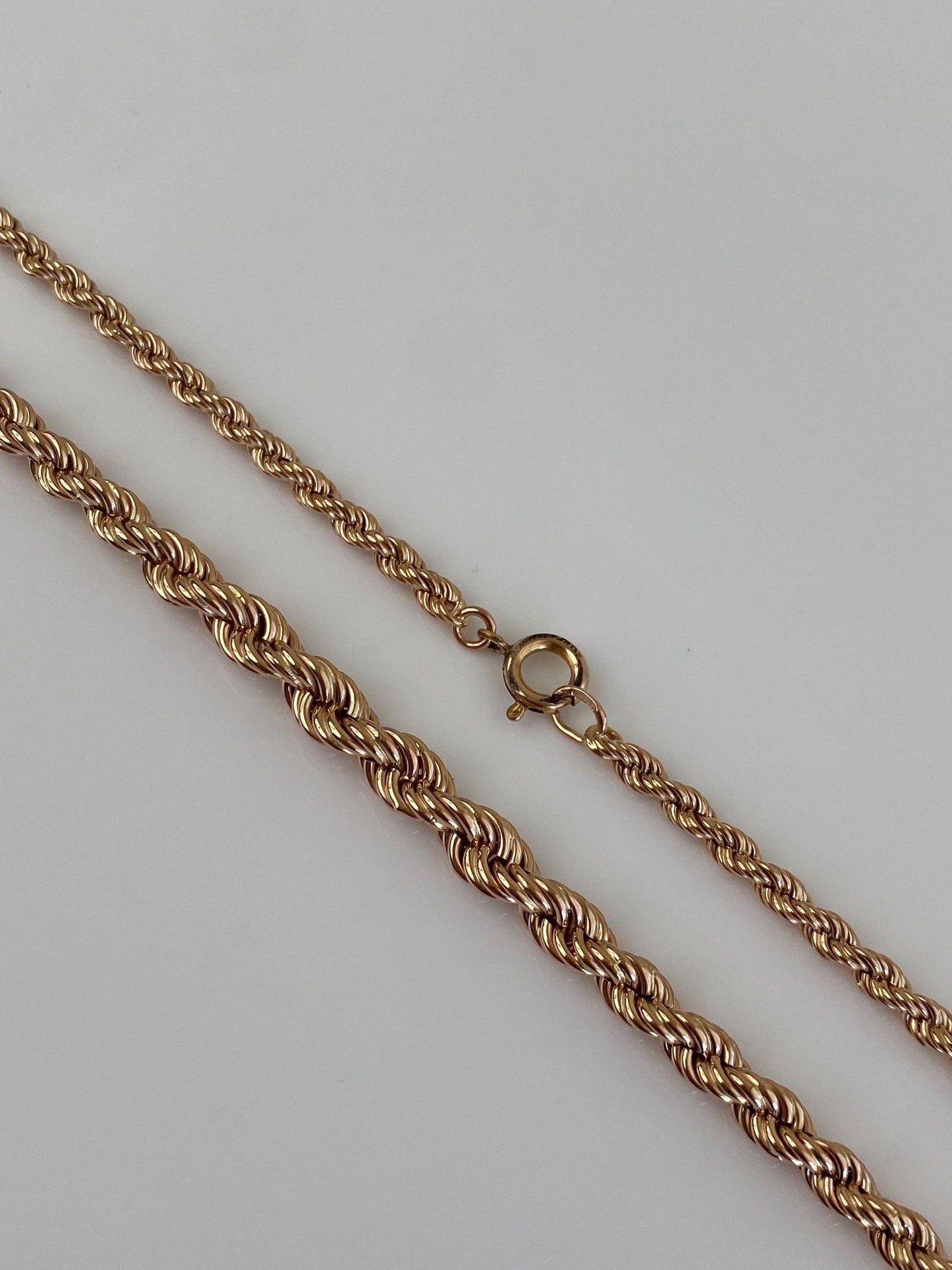 Vintage Solid 14k Rose Gold Graduated Rope Chain Necklace - 20.25 inches